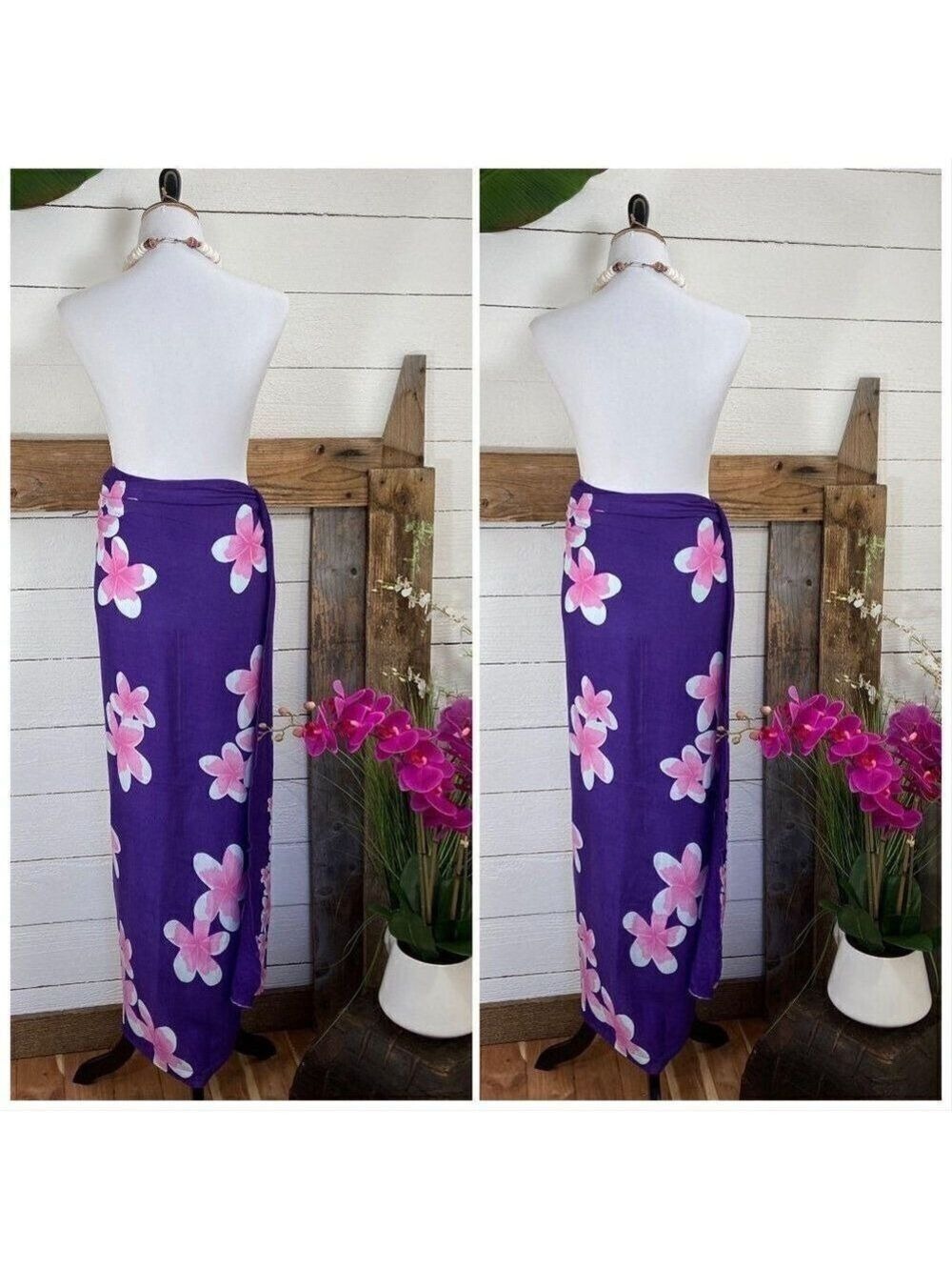 Purple/Pink/White Hibiscus SARONG 
